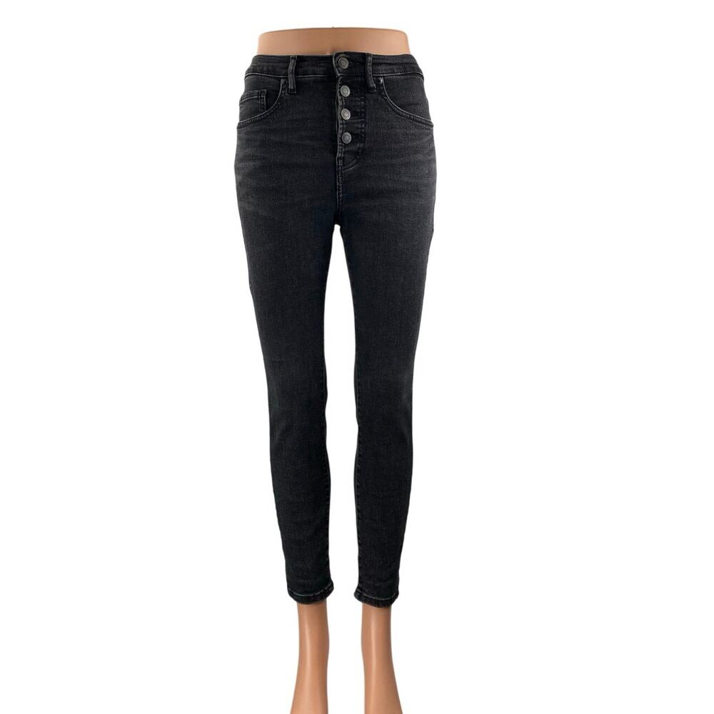 Everlane High Rise Authentic Stretch Black Button Fly Skinny Denim Jeans Size 26